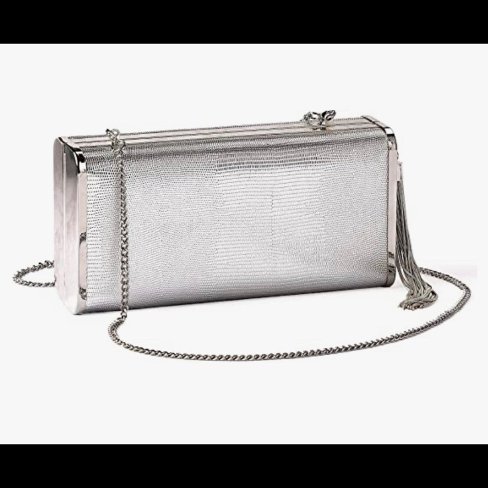 Women Sparkly Evening Clutch in Hardcase with Metal Tassel for Party